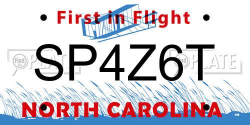 SP4Z6T North Carolina License Plate