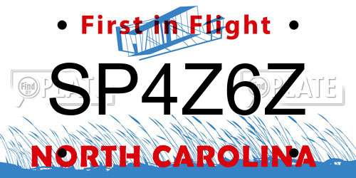 SP4Z6Z North Carolina License Plate