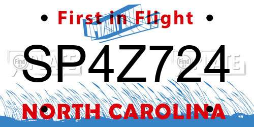 SP4Z724 North Carolina License Plate