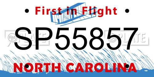 SP55857 North Carolina License Plate
