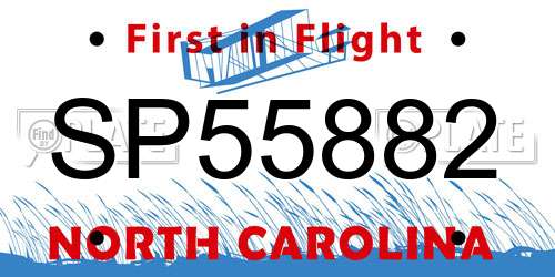 SP55882 North Carolina License Plate