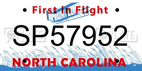 SP57952 North Carolina License Plate