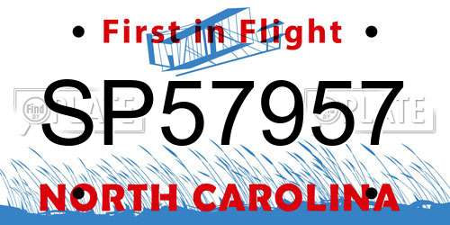 SP57957 North Carolina License Plate
