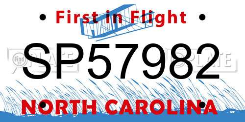 SP57982 North Carolina License Plate