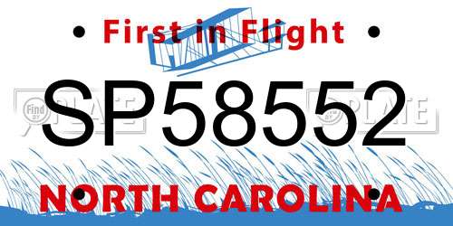 SP58552 North Carolina License Plate