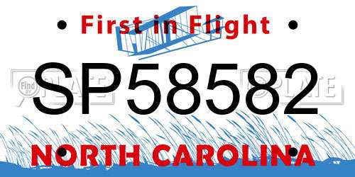 SP58582 North Carolina License Plate
