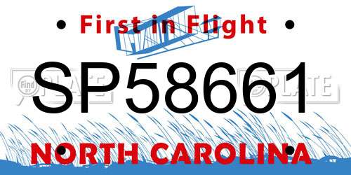 SP58661 North Carolina License Plate