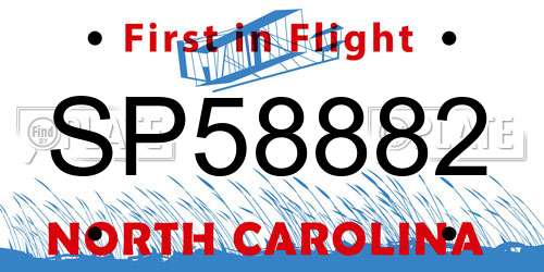 SP58882 North Carolina License Plate