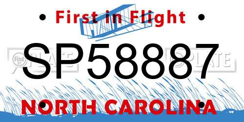 SP58887 North Carolina License Plate