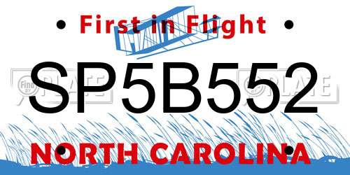 SP5B552 North Carolina License Plate
