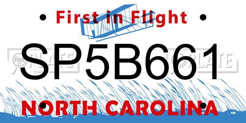 SP5B661 North Carolina License Plate