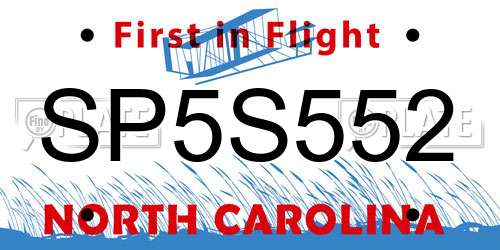 SP5S552 North Carolina License Plate