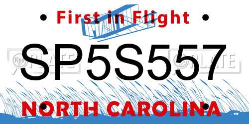 SP5S557 North Carolina License Plate