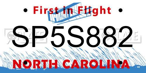 SP5S882 North Carolina License Plate