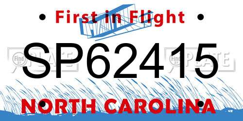 SP62415 North Carolina License Plate