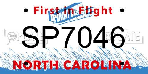 SP7046 North Carolina License Plate
