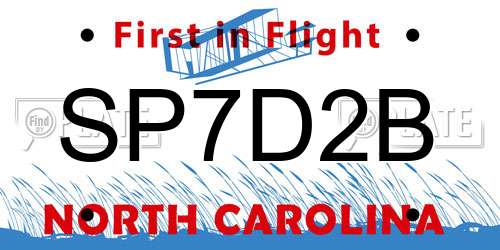 SP7D2B North Carolina License Plate