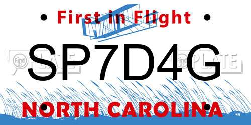 SP7D4G North Carolina License Plate