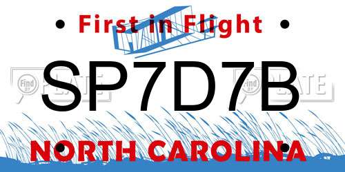 SP7D7B North Carolina License Plate