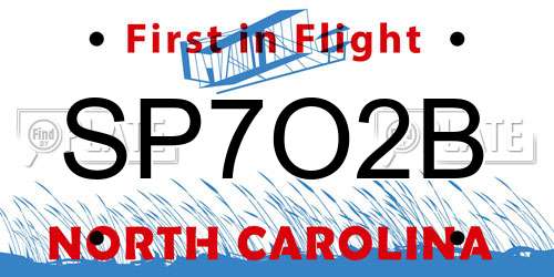 SP7O2B North Carolina License Plate
