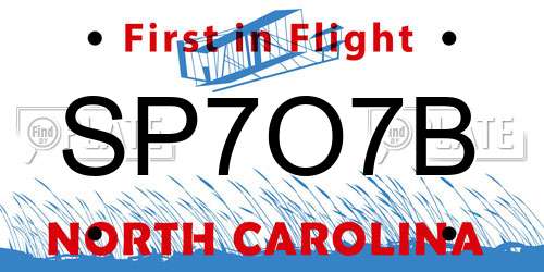SP7O7B North Carolina License Plate