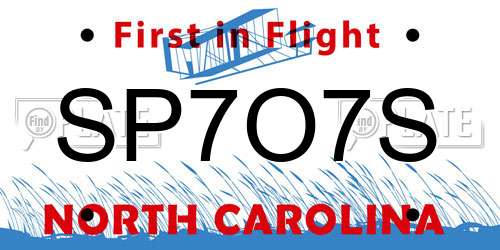 SP7O7S North Carolina License Plate