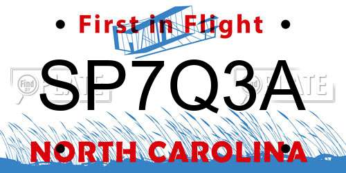 SP7Q3A North Carolina License Plate
