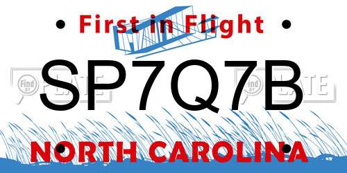 SP7Q7B North Carolina License Plate