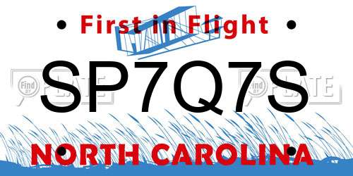 SP7Q7S North Carolina License Plate