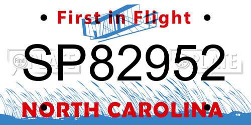 SP82952 North Carolina License Plate