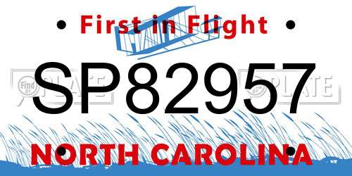 SP82957 North Carolina License Plate