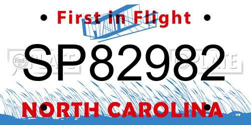 SP82982 North Carolina License Plate