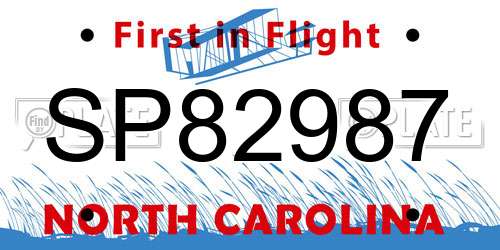SP82987 North Carolina License Plate
