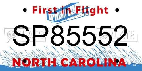 SP85552 North Carolina License Plate
