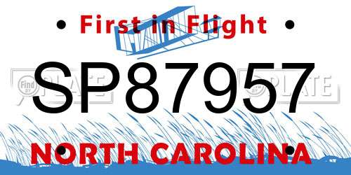 SP87957 North Carolina License Plate