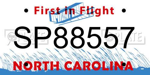 SP88557 North Carolina License Plate