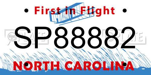 SP88882 North Carolina License Plate