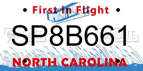 SP8B661 North Carolina License Plate