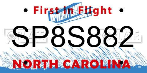 SP8S882 North Carolina License Plate