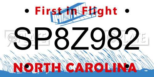 SP8Z982 North Carolina License Plate
