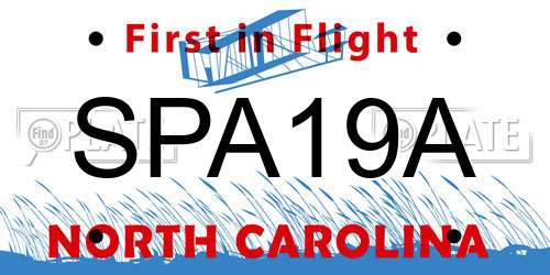 SPA19A North Carolina License Plate