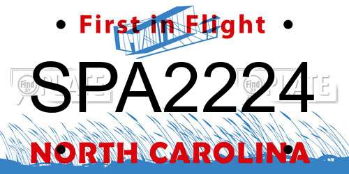 SPA2224 North Carolina License Plate