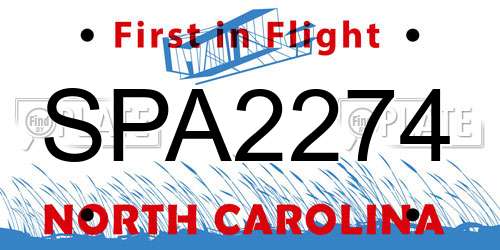 SPA2274 North Carolina License Plate