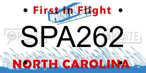 SPA262 North Carolina License Plate
