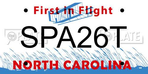 SPA26T North Carolina License Plate