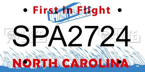 SPA2724 North Carolina License Plate