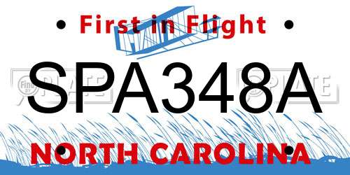 SPA348A North Carolina License Plate