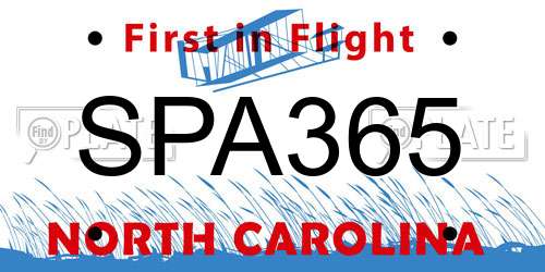 SPA365 North Carolina License Plate