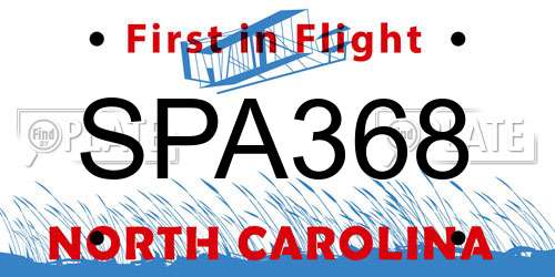 SPA368 North Carolina License Plate