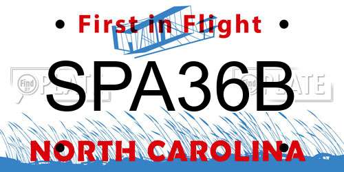 SPA36B North Carolina License Plate